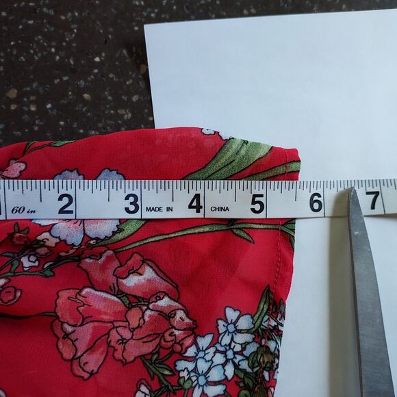 AUW Off Shoulder Dress Chiffon Floral High Low Size M Flowy Flutter Sleeves - Picture 13 of 16